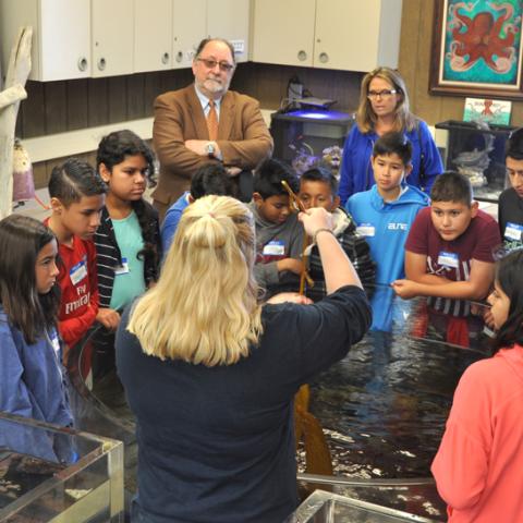 Harding students at the REEF