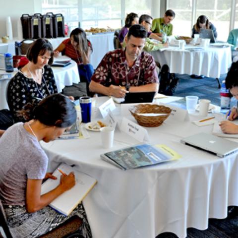 participants at the Pathway Project writing on the first day