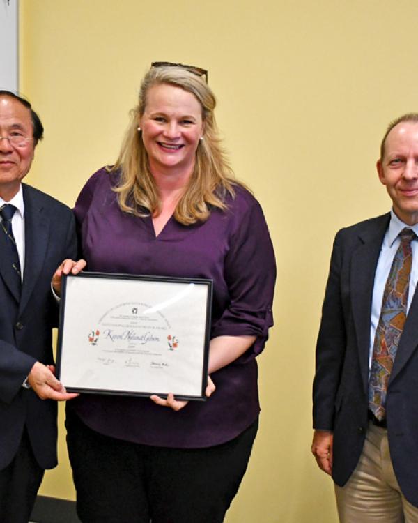 Chancellor Yang, Karen Nylund-Gibson, Henning Bohn 