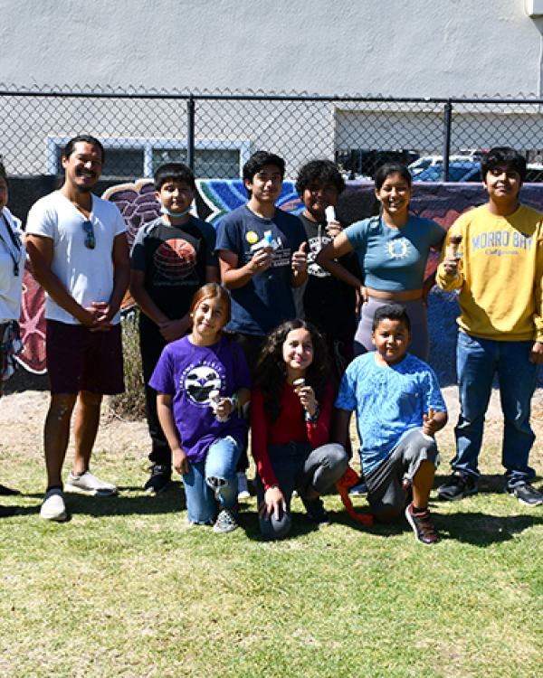 students and Stephanie Arguera at new IV murals 